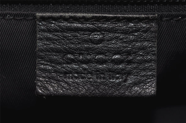 Authentic GUCCI Guccissima Shoulder Bag Nylon GG Leather 162781 Black 0884J