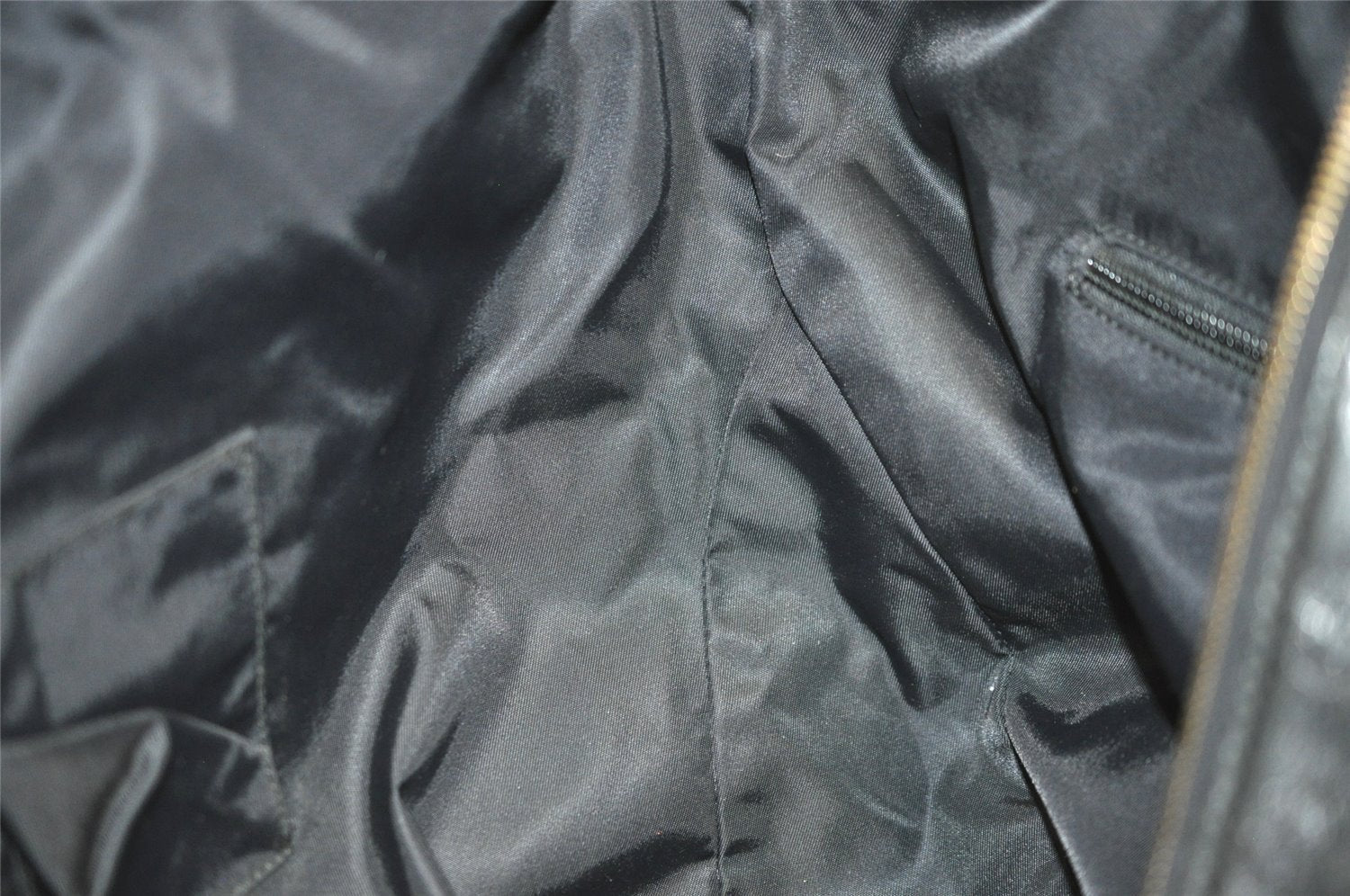 Authentic GUCCI Guccissima Shoulder Bag Nylon GG Leather 162781 Black 0884J