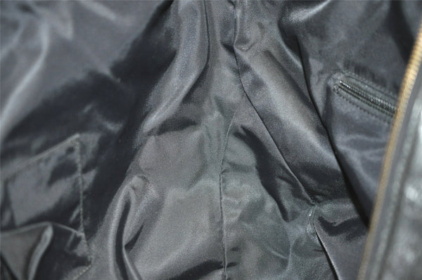 Authentic GUCCI Guccissima Shoulder Bag Nylon GG Leather 162781 Black 0884J