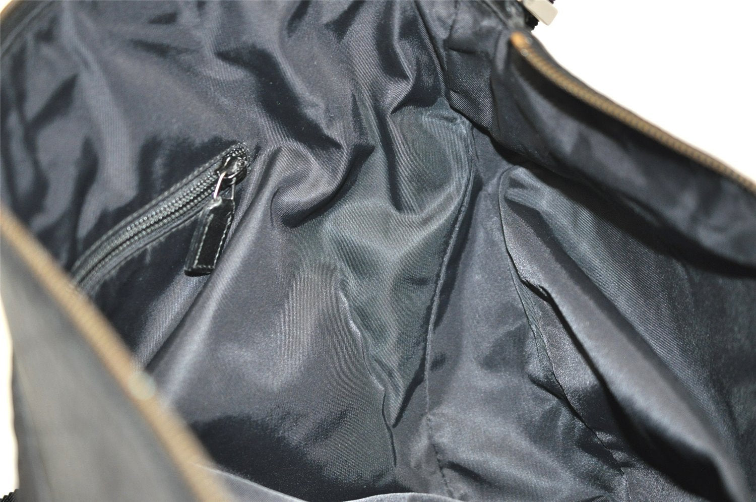 Authentic GUCCI Guccissima Shoulder Bag Nylon GG Leather 162781 Black 0884J