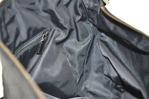 Authentic GUCCI Guccissima Shoulder Bag Nylon GG Leather 162781 Black 0884J