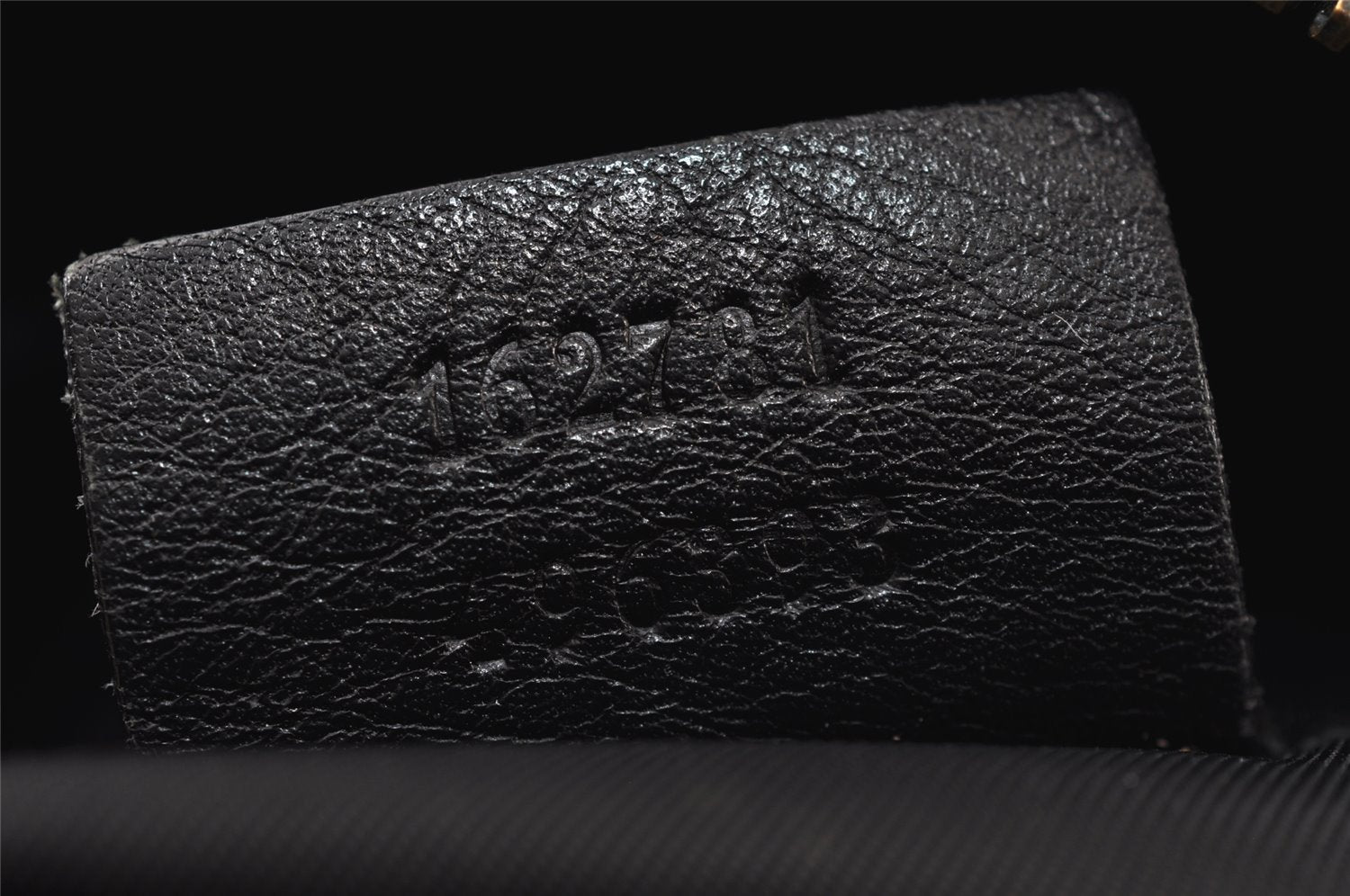 Authentic GUCCI Guccissima Shoulder Bag Nylon GG Leather 162781 Black 0884J