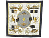 Authentic HERMES Carre 90 Scarf "LES VOITURES A TRANSFORMATION" Silk Black 0886K