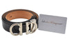 Authentic Salvatore Ferragamo Gancini Belt Leather Size 36.4-40.2" Black 0887K