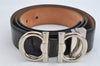 Authentic Salvatore Ferragamo Gancini Belt Leather Size 36.4-40.2" Black 0887K