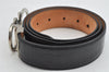 Authentic Salvatore Ferragamo Gancini Belt Leather Size 36.4-40.2" Black 0887K