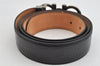 Authentic Salvatore Ferragamo Gancini Belt Leather Size 36.4-40.2" Black 0887K