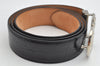 Authentic Salvatore Ferragamo Gancini Belt Leather Size 36.4-40.2" Black 0887K