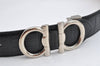 Authentic Salvatore Ferragamo Gancini Belt Leather Size 36.4-40.2" Black 0887K