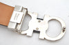 Authentic Salvatore Ferragamo Gancini Belt Leather Size 36.4-40.2" Black 0887K
