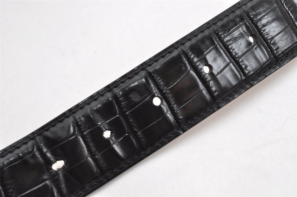 Authentic Salvatore Ferragamo Gancini Belt Leather Size 36.4-40.2" Black 0887K