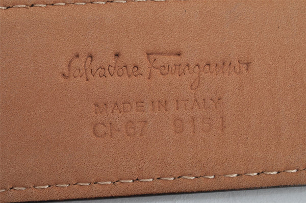 Authentic Salvatore Ferragamo Gancini Belt Leather Size 36.4-40.2" Black 0887K