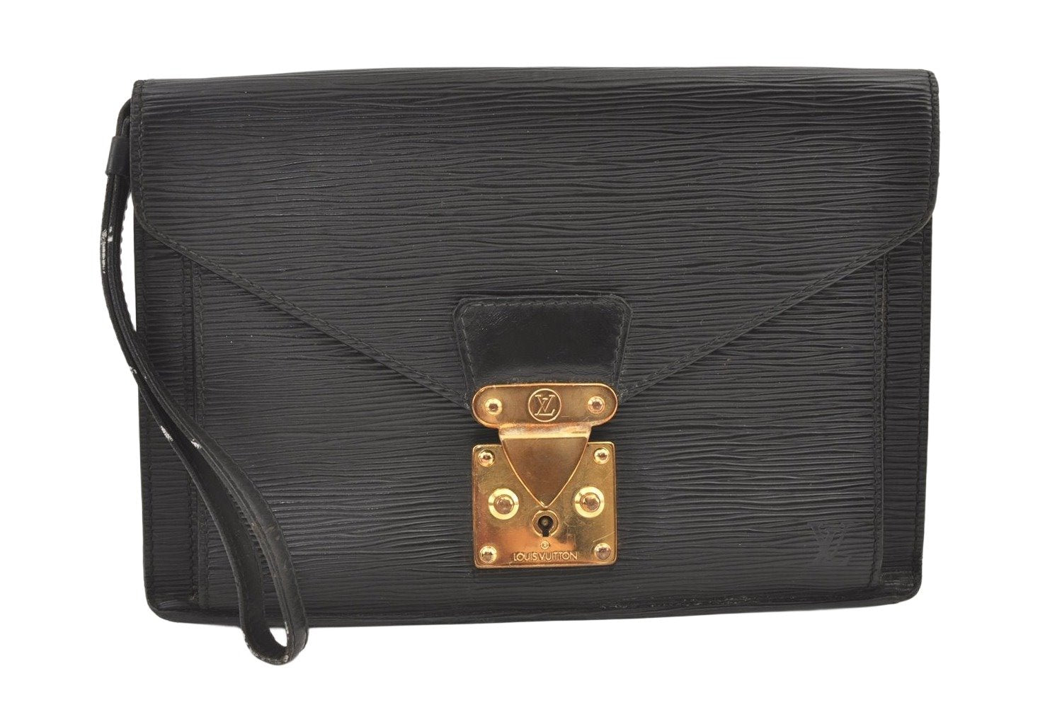 Auth Louis Vuitton Epi Pochette Sellier Dragonne Clutch Bag M52612 Black 0889K