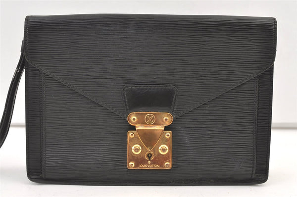 Auth Louis Vuitton Epi Pochette Sellier Dragonne Clutch Bag M52612 Black 0889K