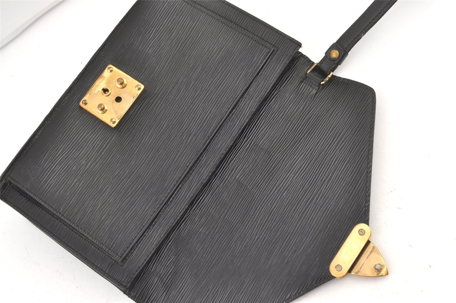 Auth Louis Vuitton Epi Pochette Sellier Dragonne Clutch Bag M52612 Black 0889K