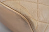 Authentic CHANEL Caviar Skin Medallion CC Logo Shoulder Tote Bag Beige 0892I