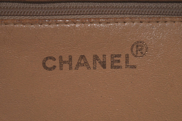 Authentic CHANEL Caviar Skin Medallion CC Logo Shoulder Tote Bag Beige 0892I