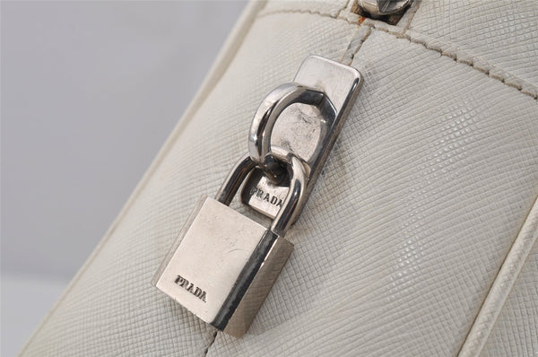 Authentic PRADA Vintage Leather Shoulder Hand Bag White 0892J