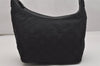 Authentic GUCCI Bamboo Shoulder Hand Bag GG Nylon Leather 0000531 Black 0892K
