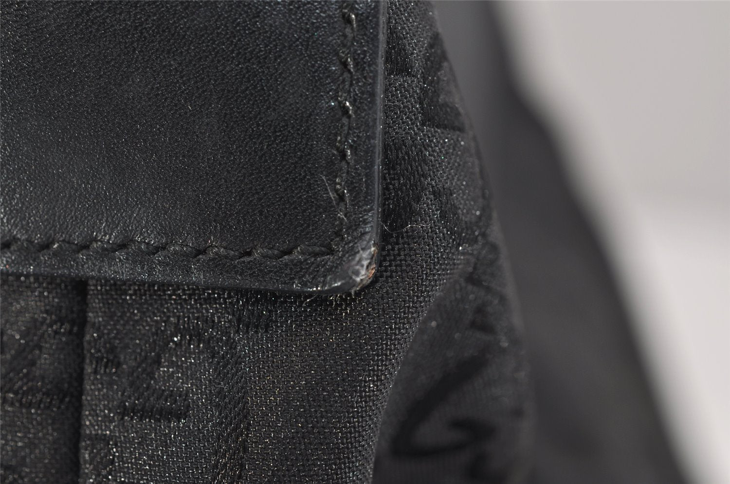 Authentic GUCCI Bamboo Shoulder Hand Bag GG Nylon Leather 0000531 Black 0892K