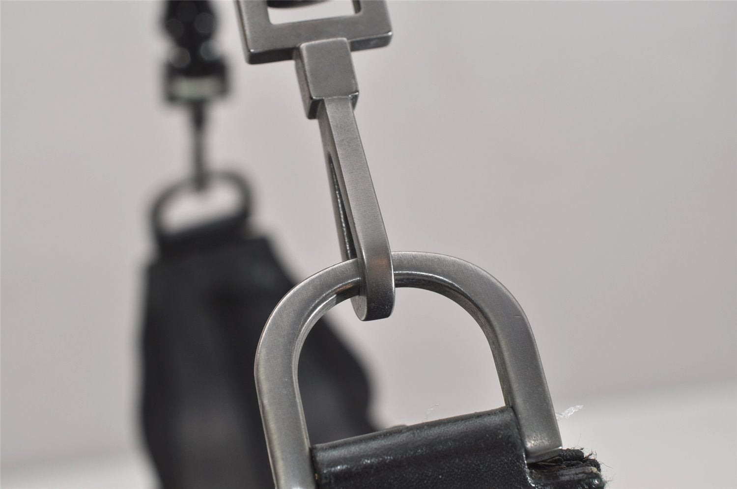 Authentic GUCCI Bamboo Shoulder Hand Bag GG Nylon Leather 0000531 Black 0892K