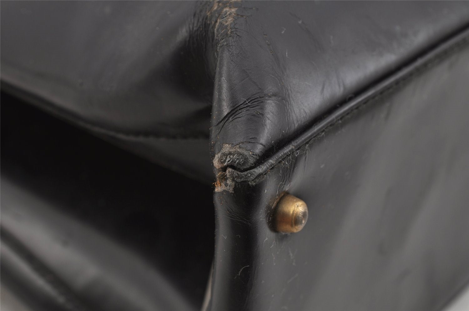 Authentic GUCCI Vintage Bamboo Shoulder Hand Bag Leather Black Junk 0893J