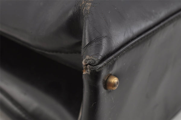 Authentic GUCCI Vintage Bamboo Shoulder Hand Bag Leather Black Junk 0893J