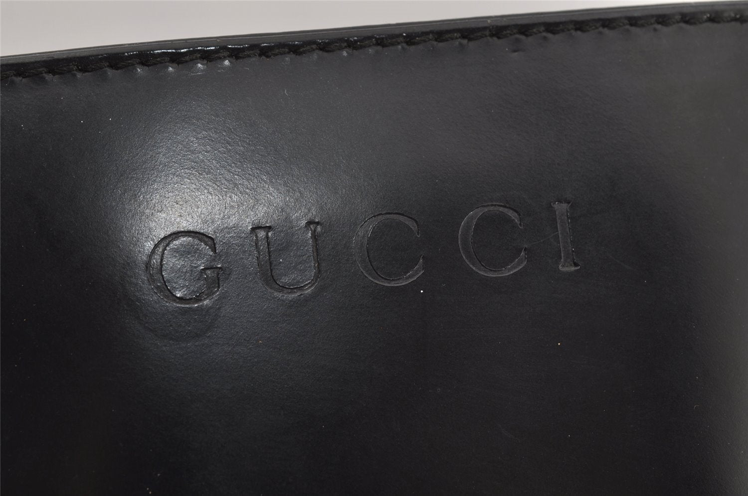 Authentic GUCCI Vintage Bamboo Shoulder Hand Bag Leather Black Junk 0893J