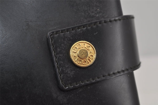 Authentic GUCCI Vintage Bamboo Shoulder Hand Bag Leather Black Junk 0893J