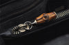 Authentic GUCCI Vintage Bamboo Shoulder Hand Bag Leather Black Junk 0893J