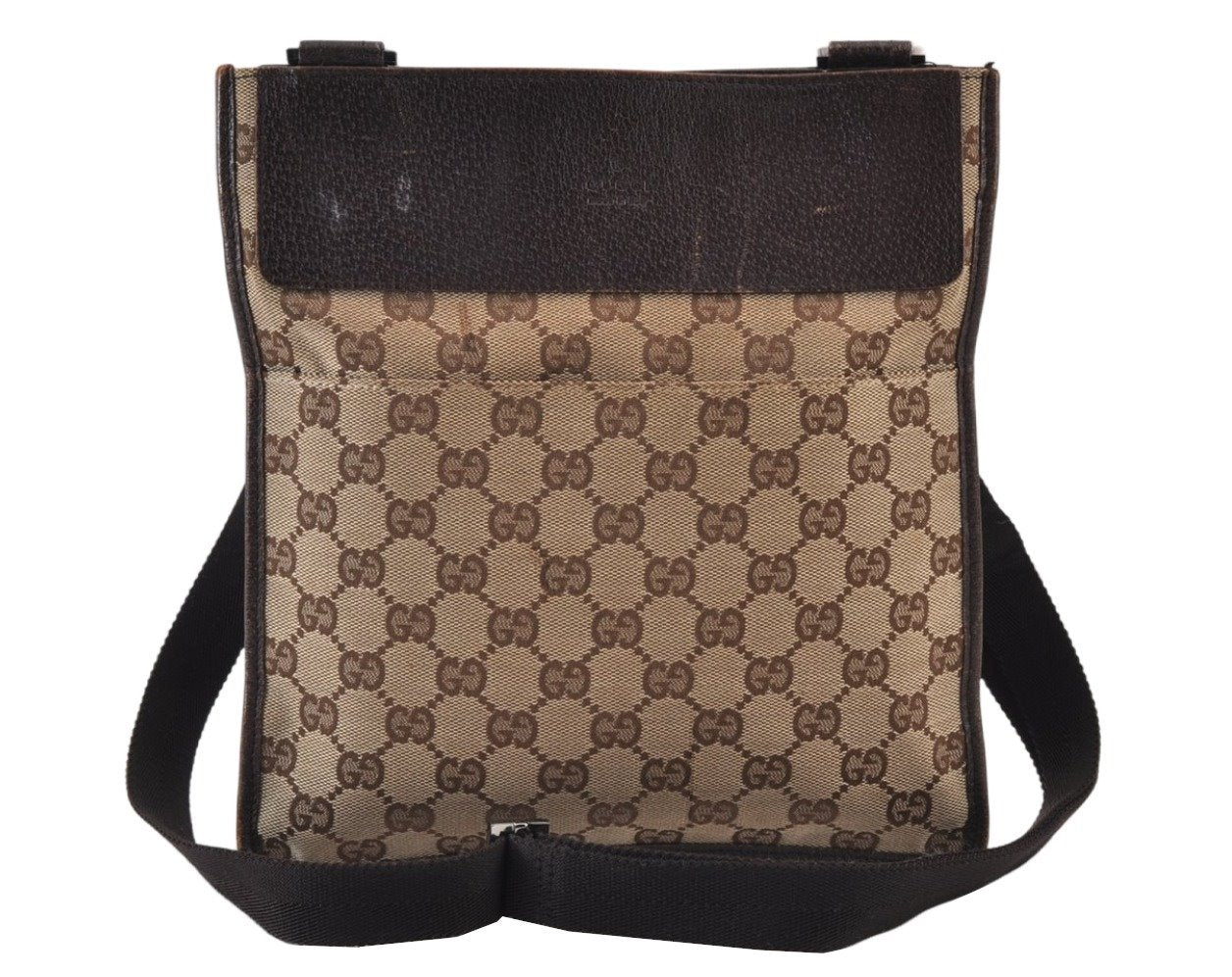 Authentic GUCCI Shoulder Cross Body Bag GG Canvas Leather 27639 Brown 0893K