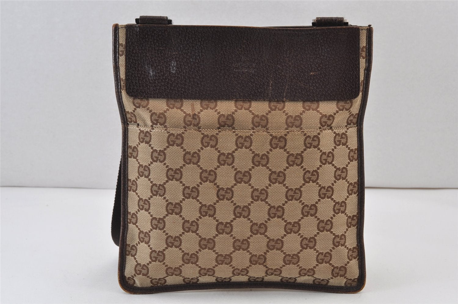 Authentic GUCCI Shoulder Cross Body Bag GG Canvas Leather 27639 Brown 0893K