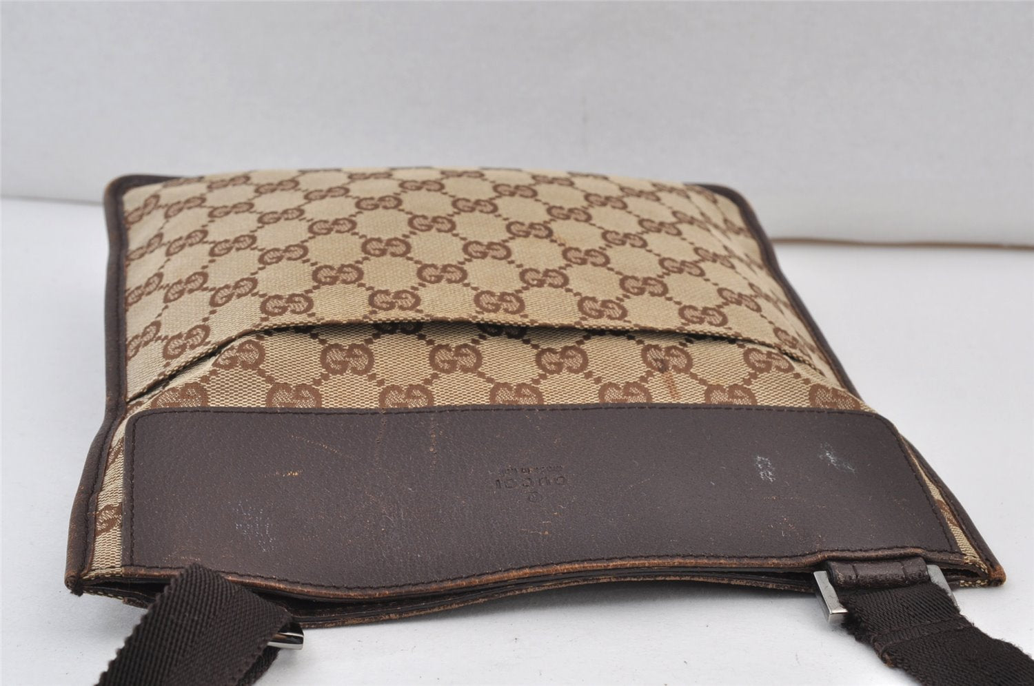 Authentic GUCCI Shoulder Cross Body Bag GG Canvas Leather 27639 Brown 0893K