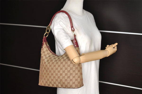 Authentic GUCCI Shoulder Hand Bag Purse GG Canvas Leather 115003 Brown 0894I