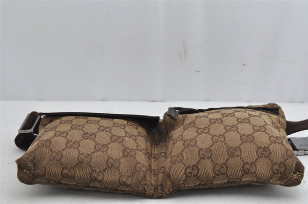 Authentic GUCCI Vintage Waist Body Bag Purse GG Canvas Leather 28566 Brown 0894K