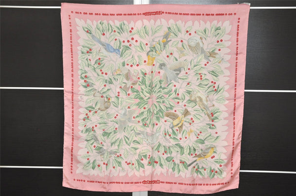 Authentic HERMES Carre 90 Scarf "Les Merises " Silk Pink 0895J