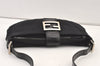 Authentic FENDI Vintage Shoulder Bag Purse Jersey Leather Black 0895K