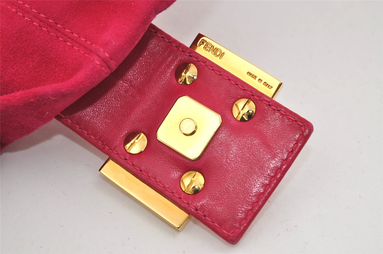 Authentic FENDI Mamma Baguette Shoulder Hand Bag Purse Suede Leather Pink 0896I