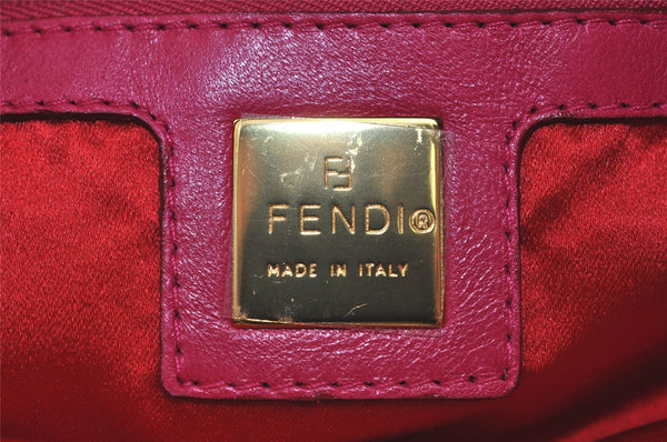 Authentic FENDI Mamma Baguette Shoulder Hand Bag Purse Suede Leather Pink 0896I