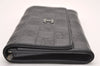 Authentic CHANEL Calf Skin Icon Line CC Logo Long Wallet Purse Gray Box 0896J