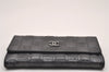 Authentic CHANEL Calf Skin Icon Line CC Logo Long Wallet Purse Gray Box 0896J