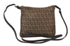 Authentic FENDI Zucchino Shoulder Cross Body Bag Canvas Leather Brown 0896K