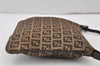 Authentic FENDI Zucchino Shoulder Cross Body Bag Canvas Leather Brown 0896K