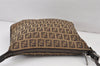 Authentic FENDI Zucchino Shoulder Cross Body Bag Canvas Leather Brown 0896K