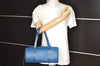 Authentic Louis Vuitton Epi Soufflot Hand Bag Blue M52225 LV 0897I