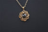 Authentic NINA RICCI Vintage Gold Tone Rope Motif Chain Pendant Necklace 0897J