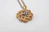 Authentic NINA RICCI Vintage Gold Tone Rope Motif Chain Pendant Necklace 0897J