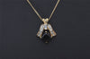 Authentic NINA RICCI Vintage Gold Tone Rhinestone Chain Pendant Necklace 0898J