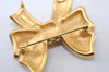 Authentic NINA RICCI Vintage Rhinestone Ribbon Brooch Accessory Gold 0899J