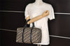 Authentic Christian Dior Trotter Hand Boston Bag Canvas Leather Blue 0900I